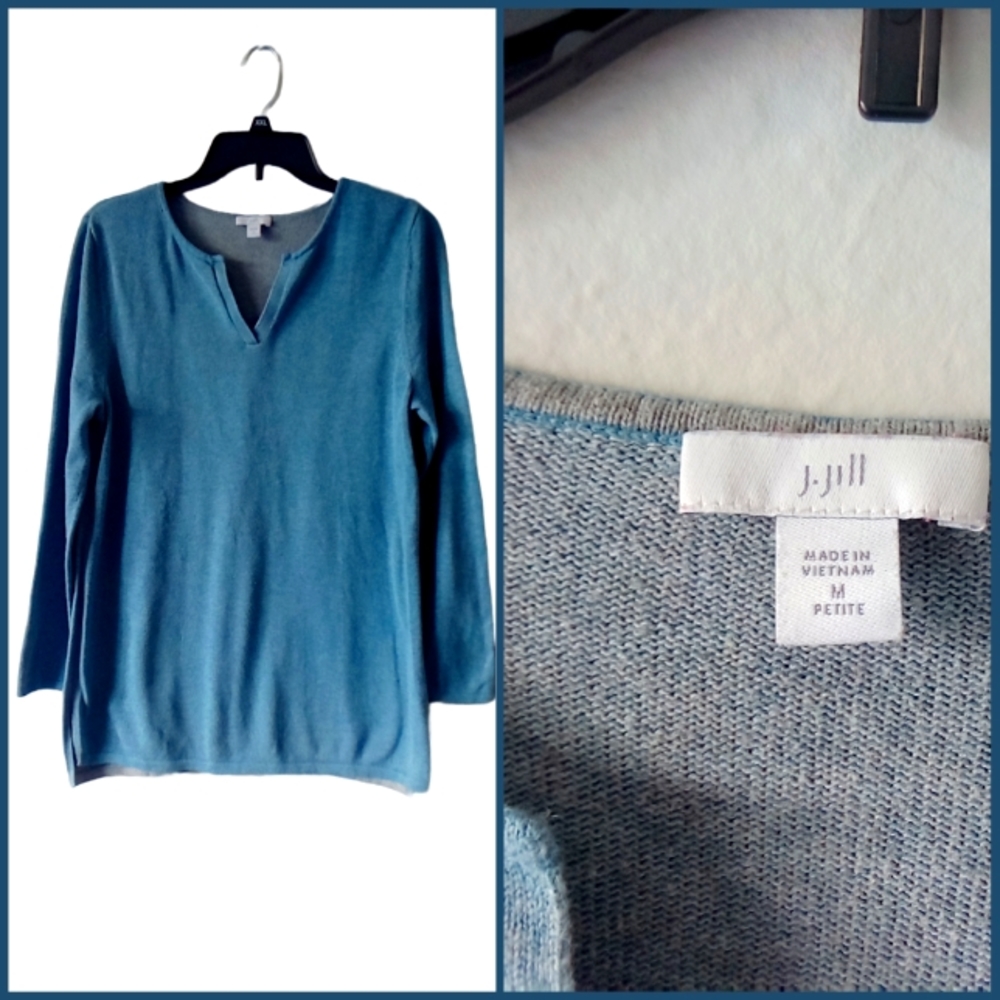 J Jill tunic petite v neck blue sz. M